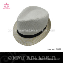 promotional black and white checked fedora hats for men